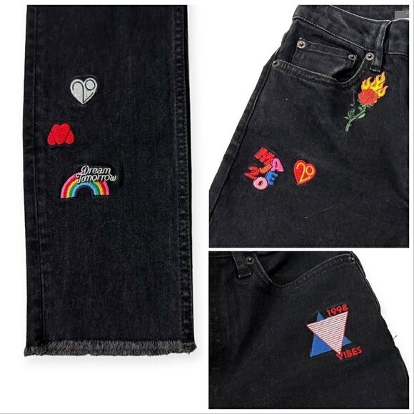 Maje Straight Jeans with Patch, Gray, Size 34 EU, NWT - Picture 10 of 12